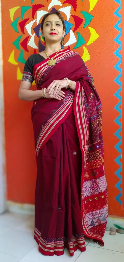 Purbaraag - Lambani Tribal Hand-Embroidered Designer Saree