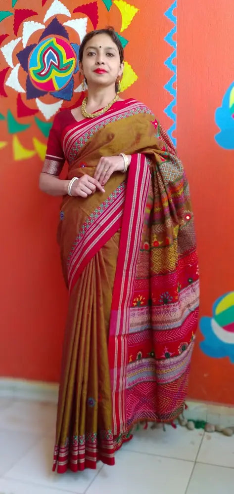 Shreemoyi - Lambani Tribal Hand-Embroidered Designer Saree