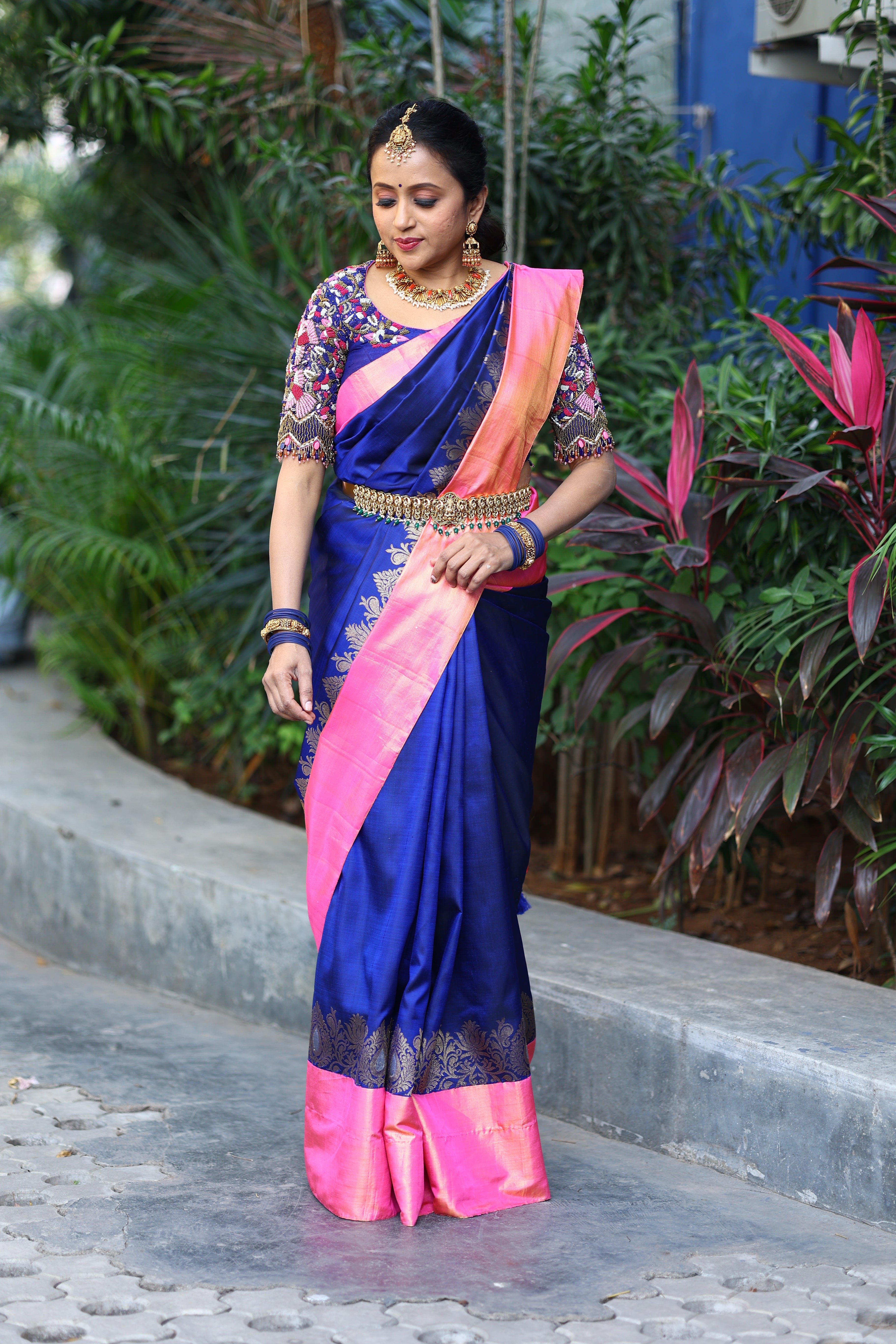 Navy Blue Kanchipattu Saree