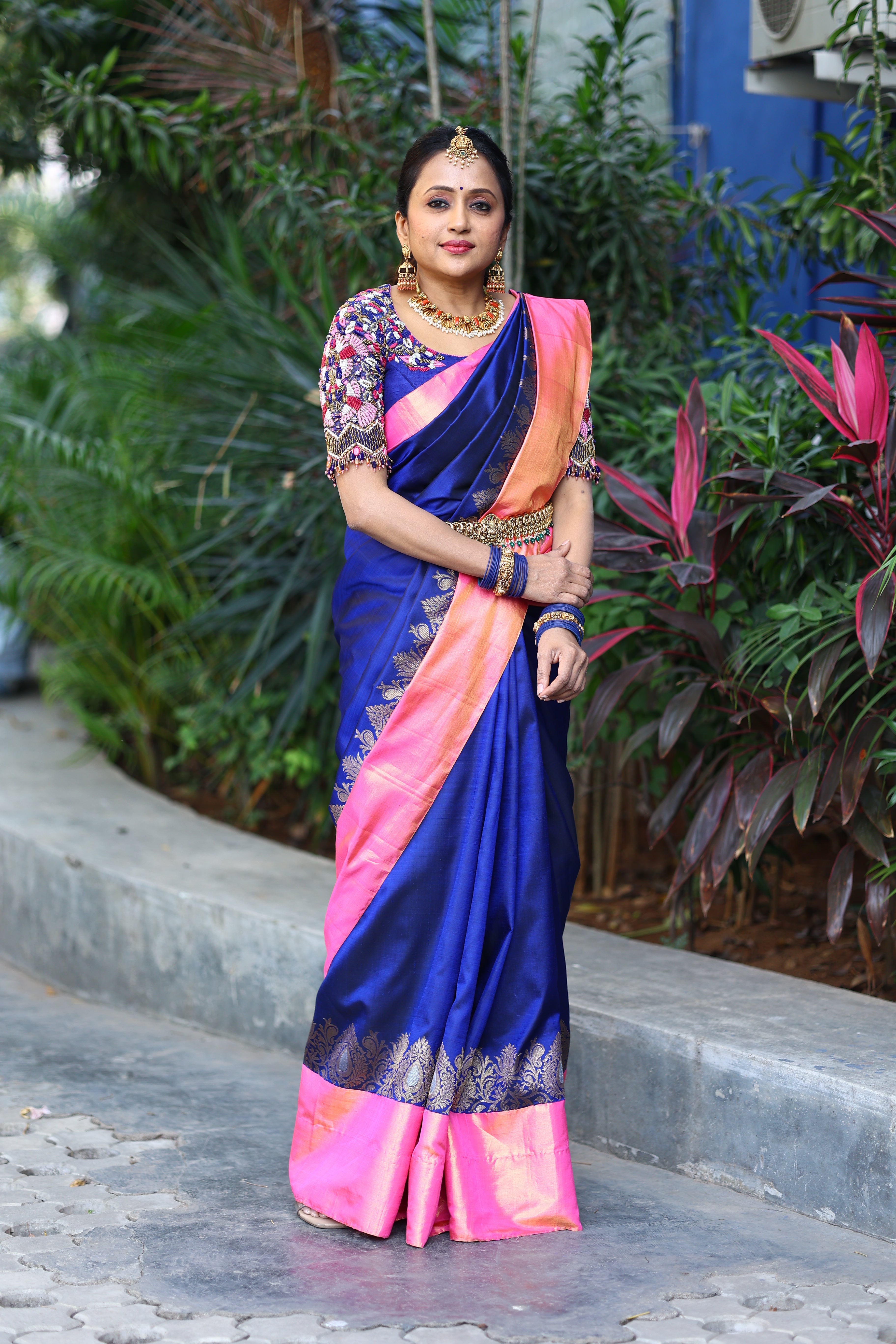 Navy Blue Kanchipattu Saree