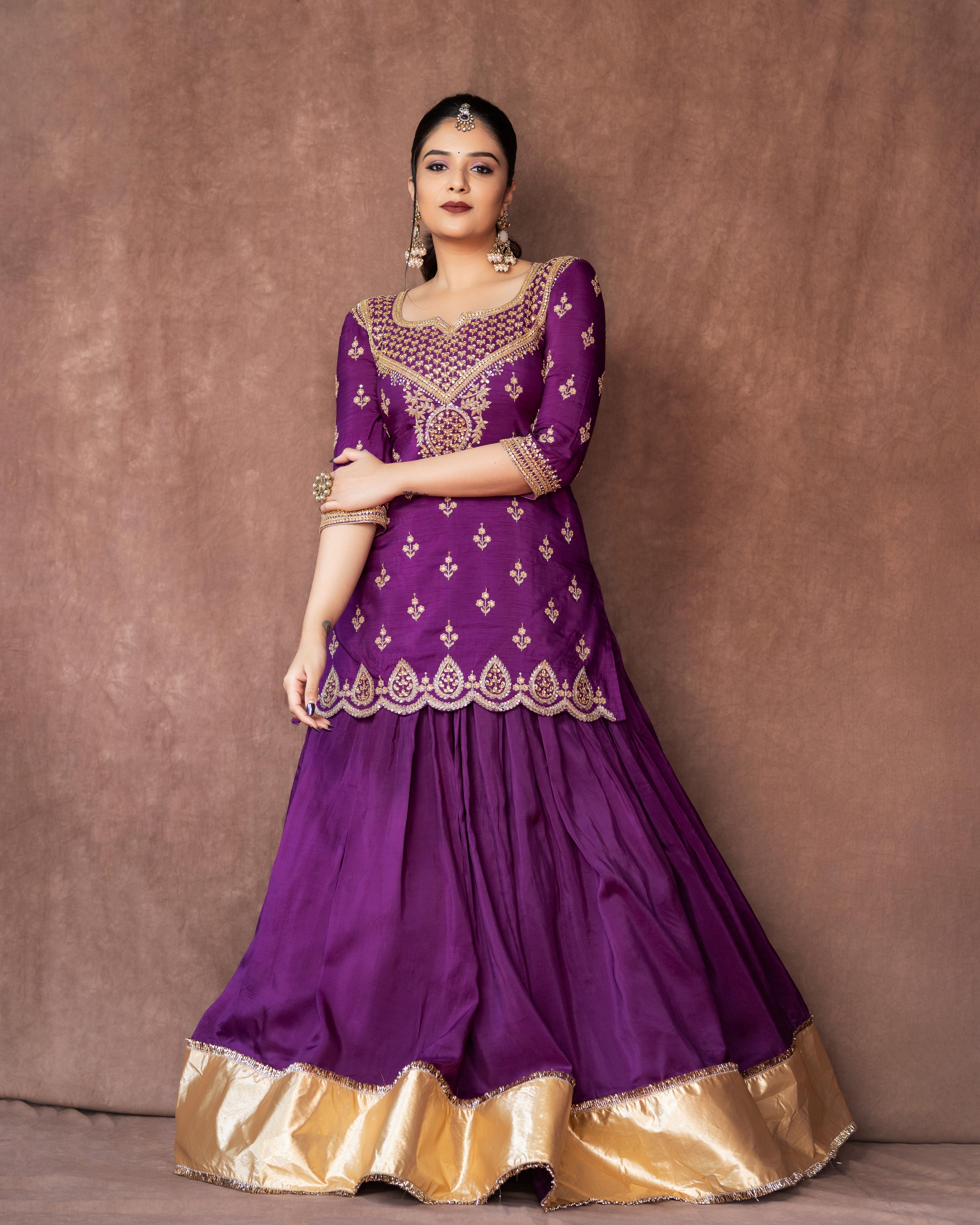 Purple Kurta and Lehenga Set