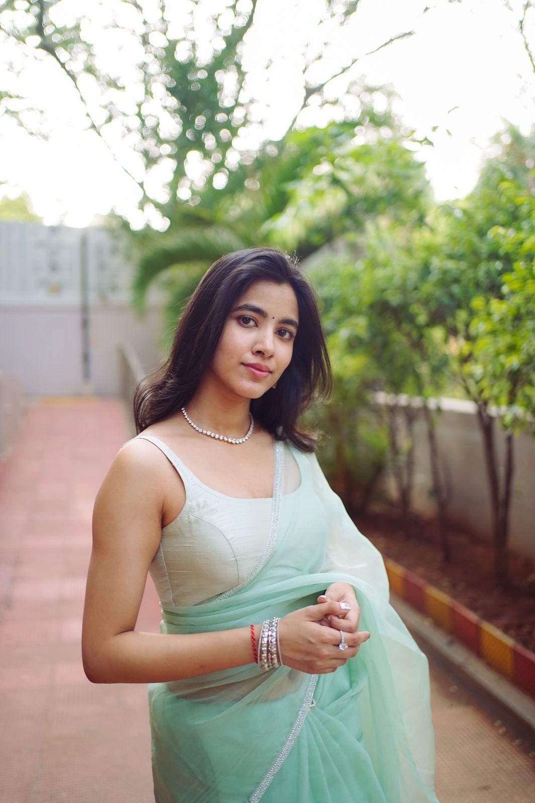 Mint Green Organza Saree