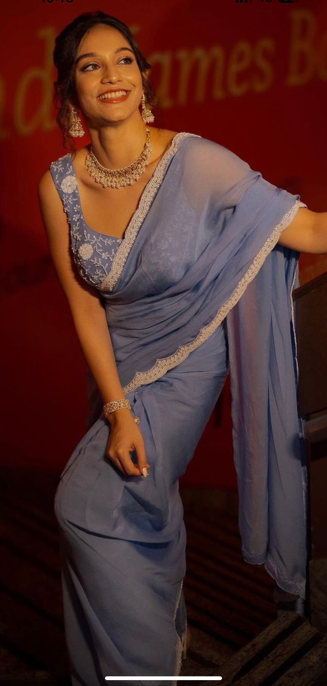 Blue Pearl Work Saree