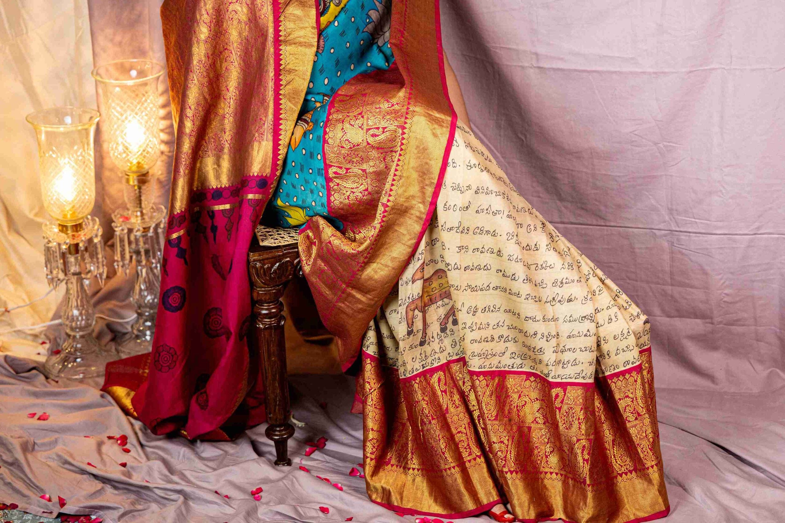 Ramayan Kalamkari Kanchi Saree