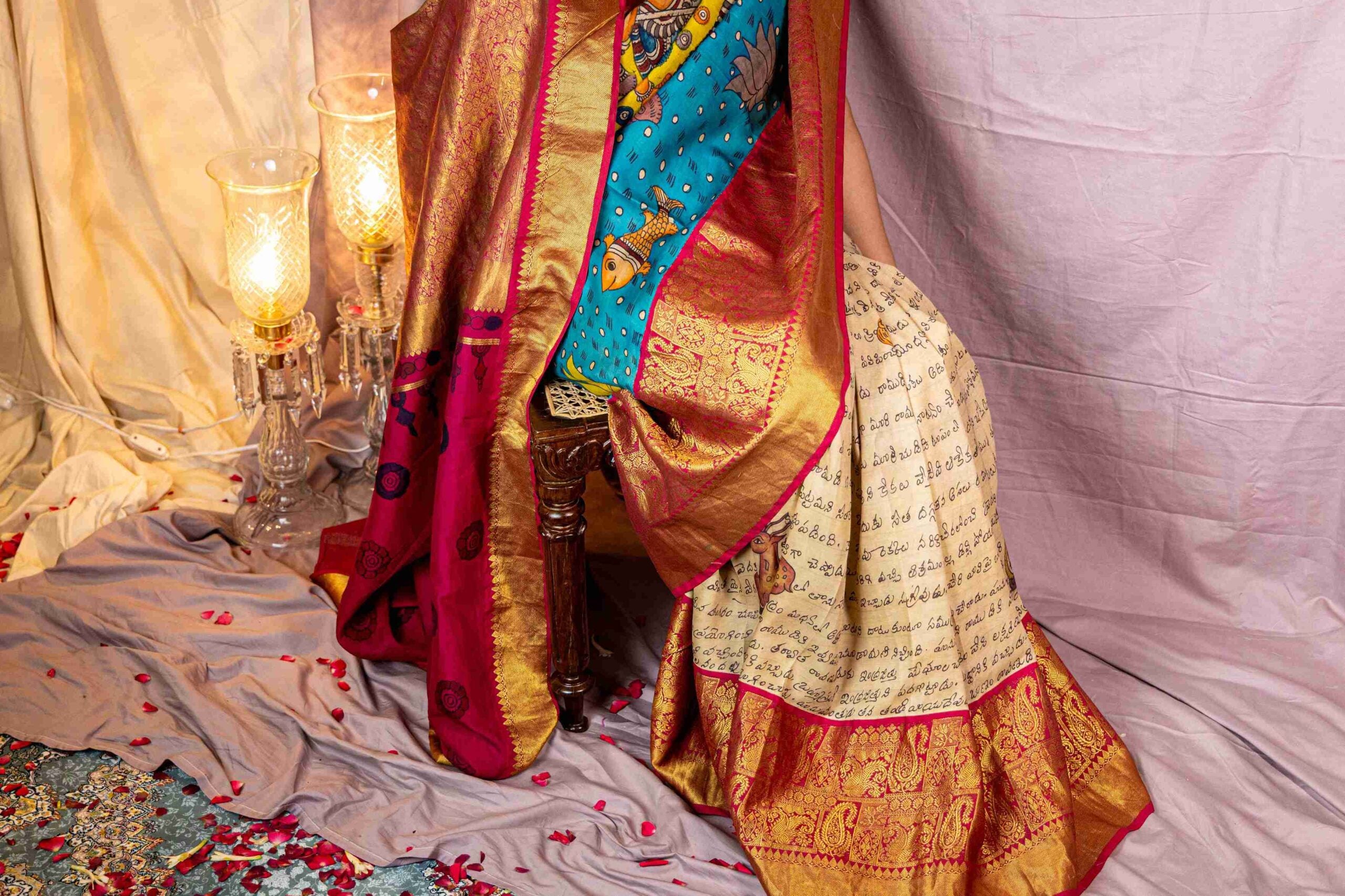 Ramayan Kalamkari Kanchi Saree