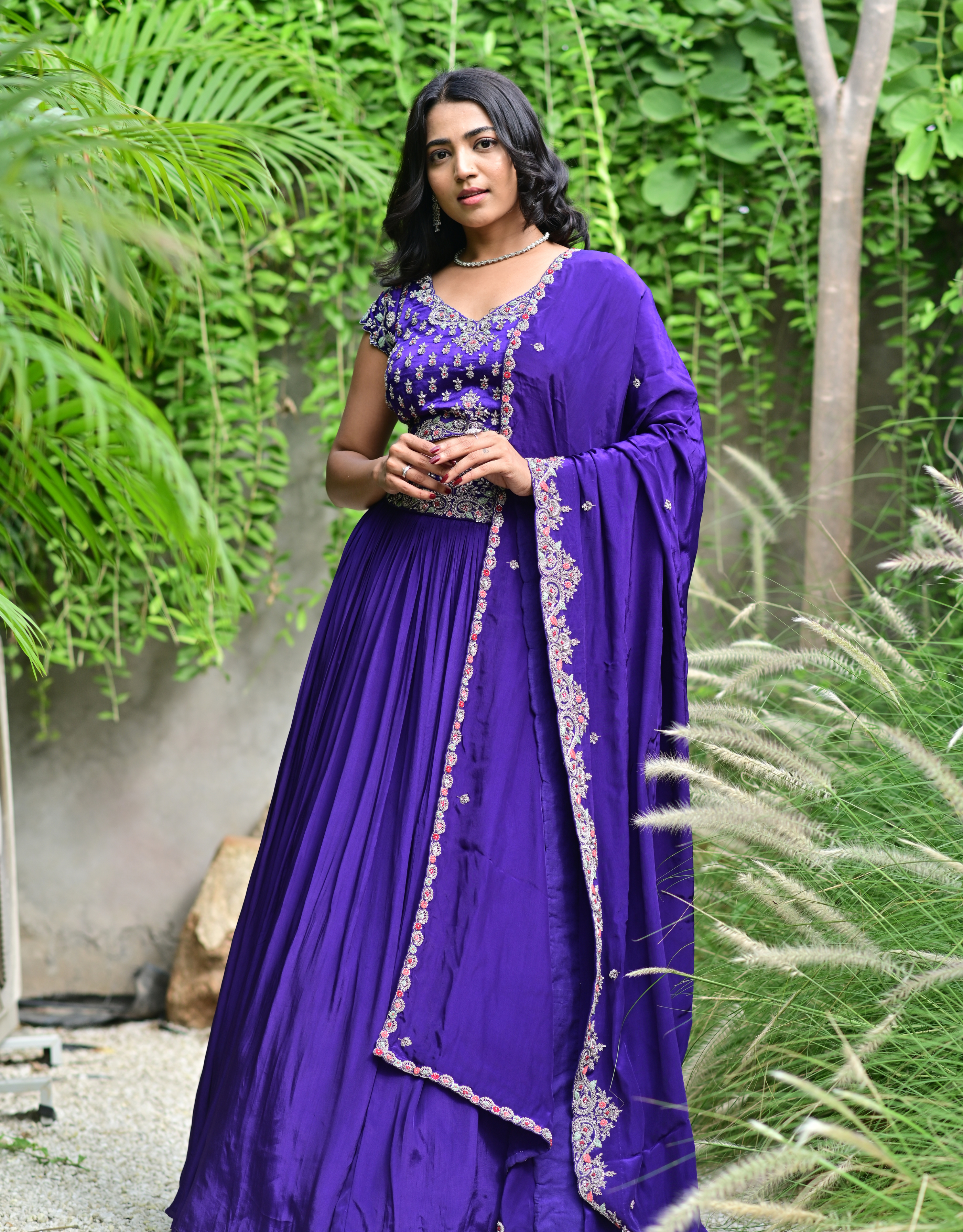 Purple Silk Lehenga Set