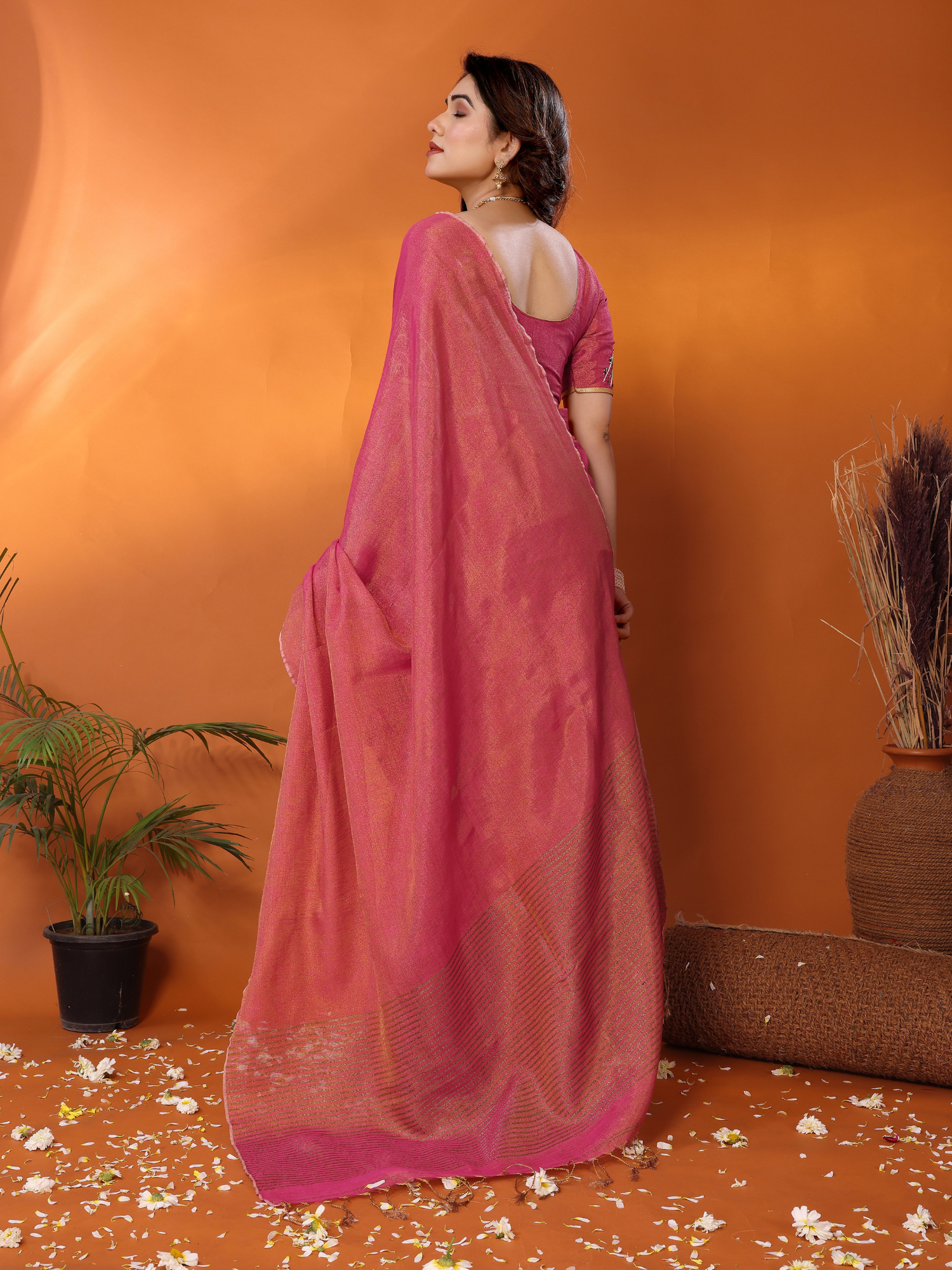 Padmani Tissue Saree with Embroidered Blouse