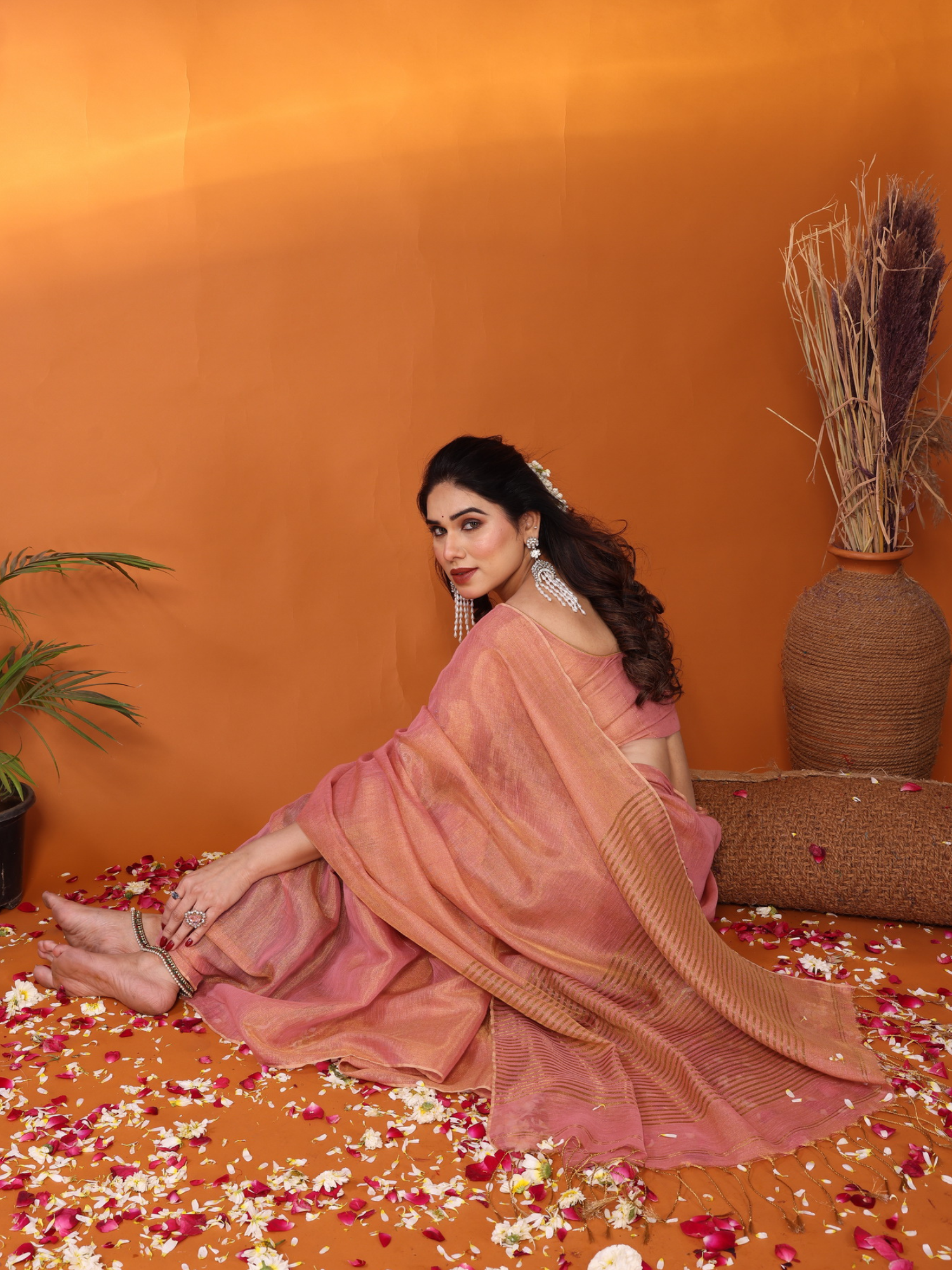 Rukmani Tissue Saree with Embroidered Blouse