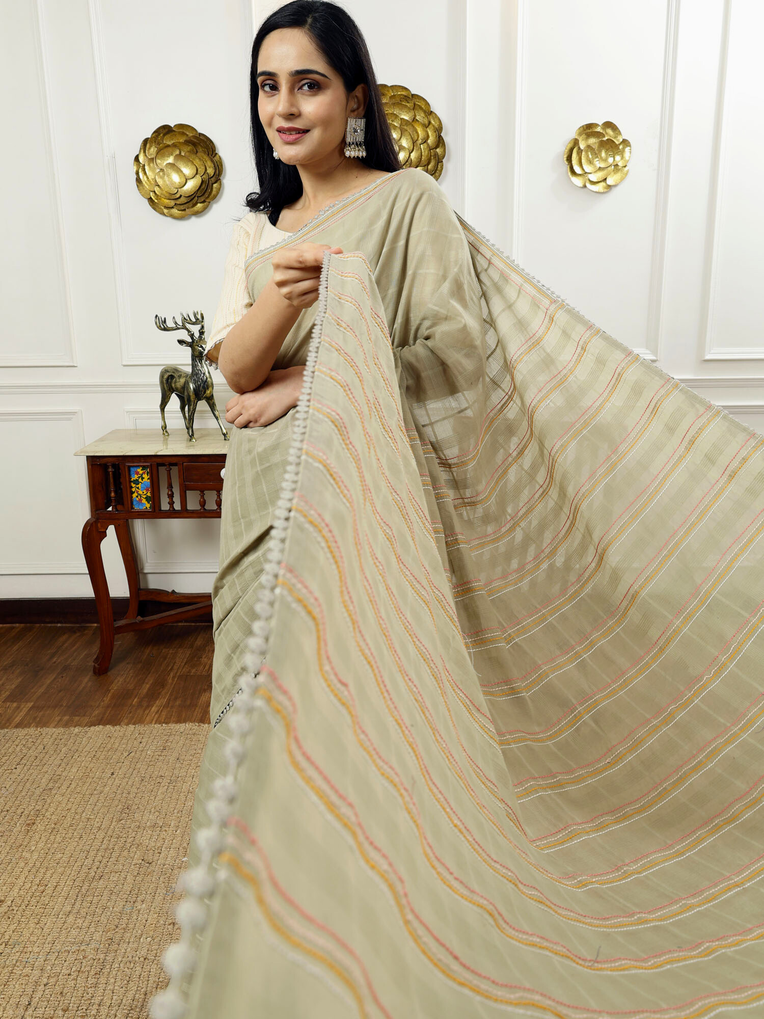 Sage Saga- cotton saree with blouse