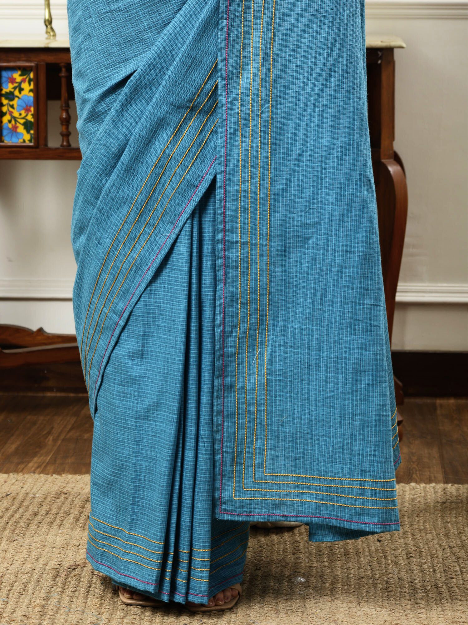 Nilgiri blue cotton saree with blouse