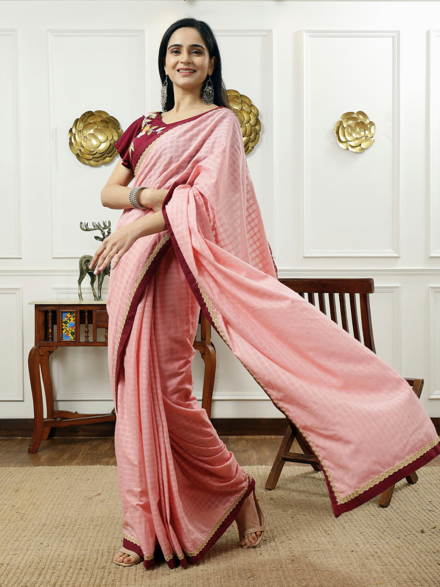 Priyambar- cotton saree with embroidered blouse