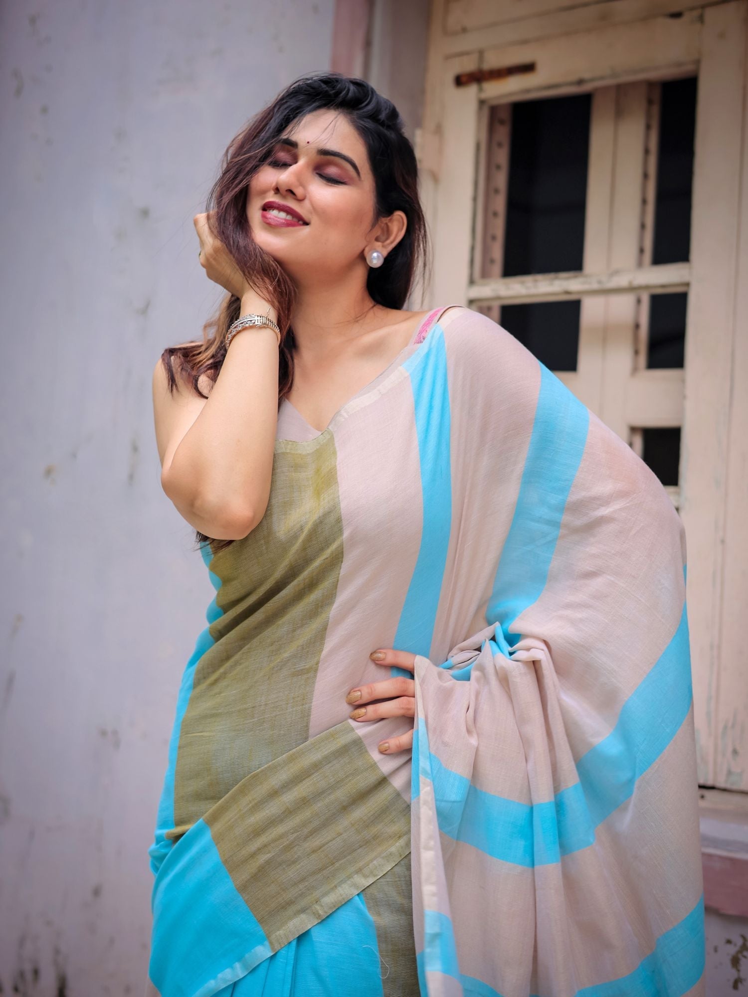 Prabha handwoven cotton saree with blouse