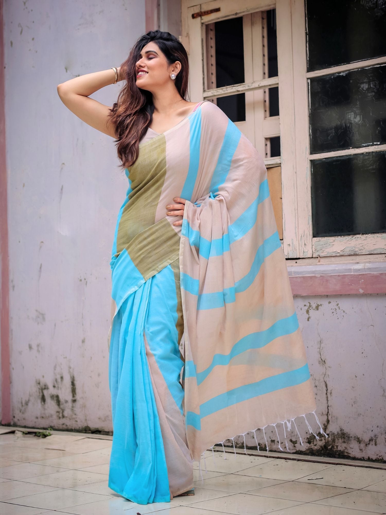 Prabha handwoven cotton saree with blouse