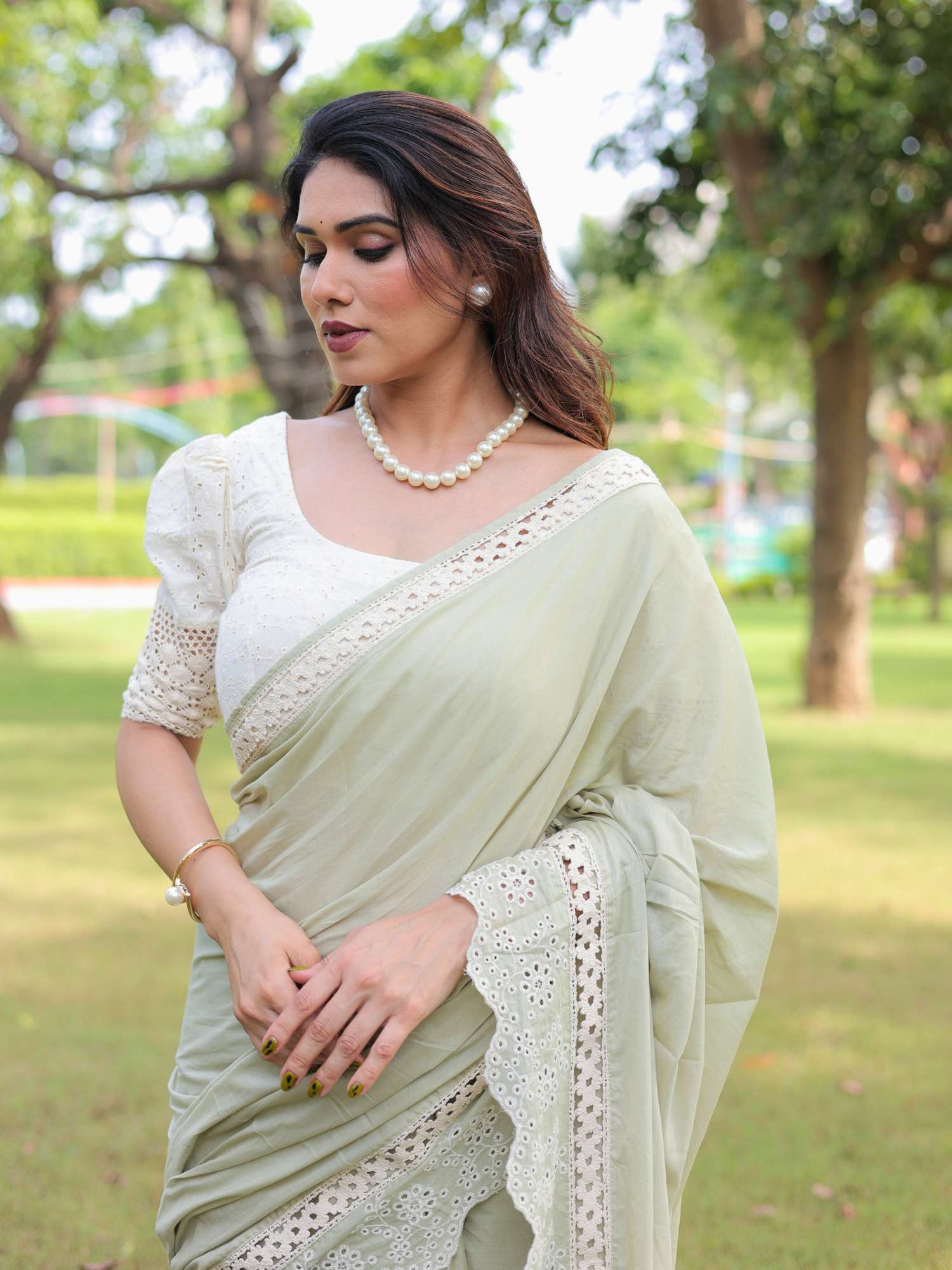 Parvati cotton lacework saree with blouse