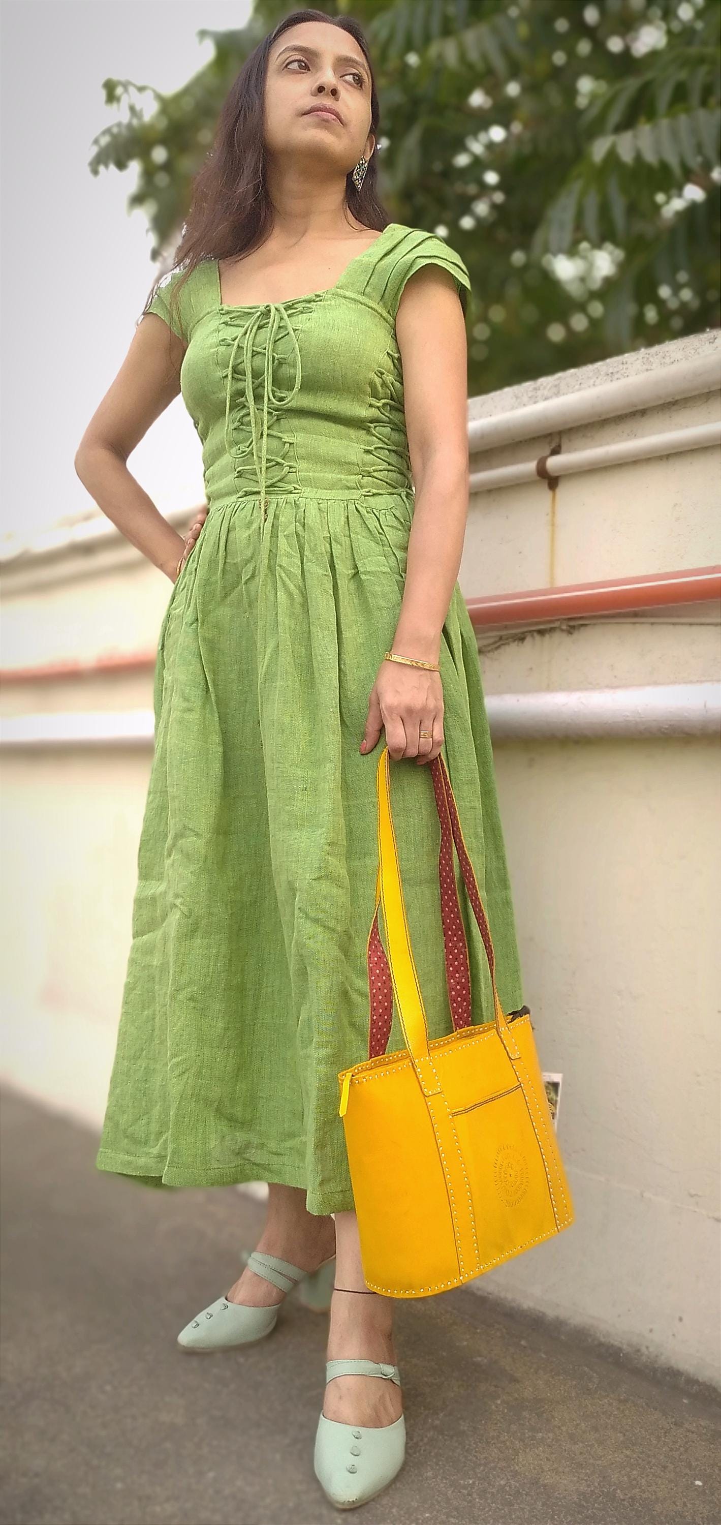 SAPPHIRE  Handcrafted Premium Leather Yellow Designer Hand Bag