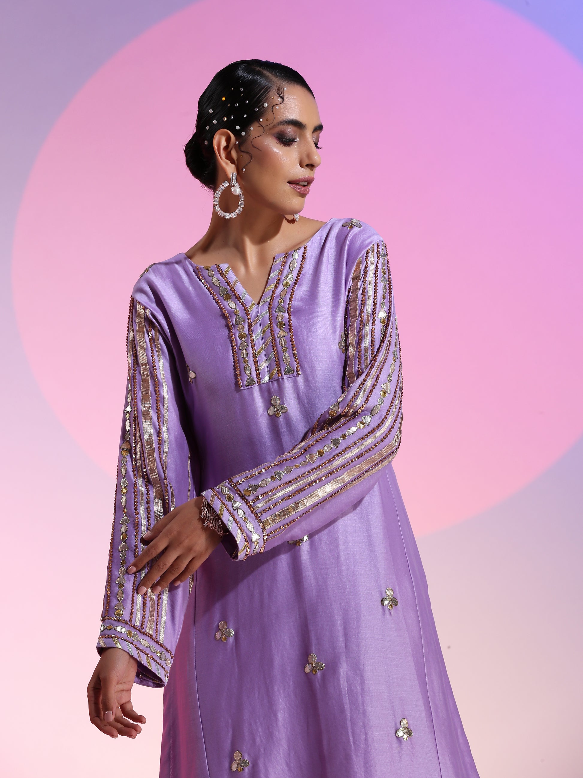 Gotta and sequin kurta set