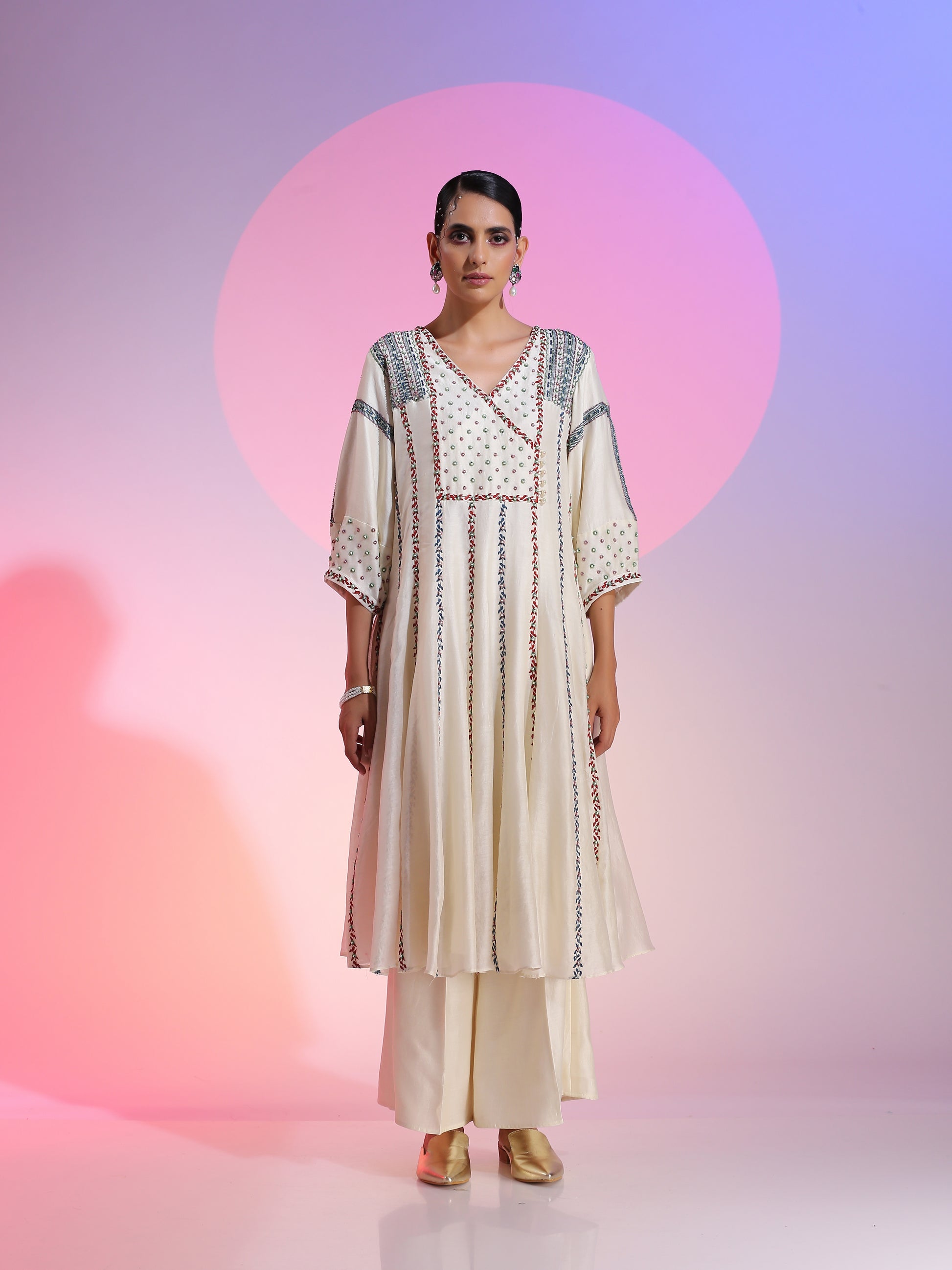 Beaded and Resham kalidar set