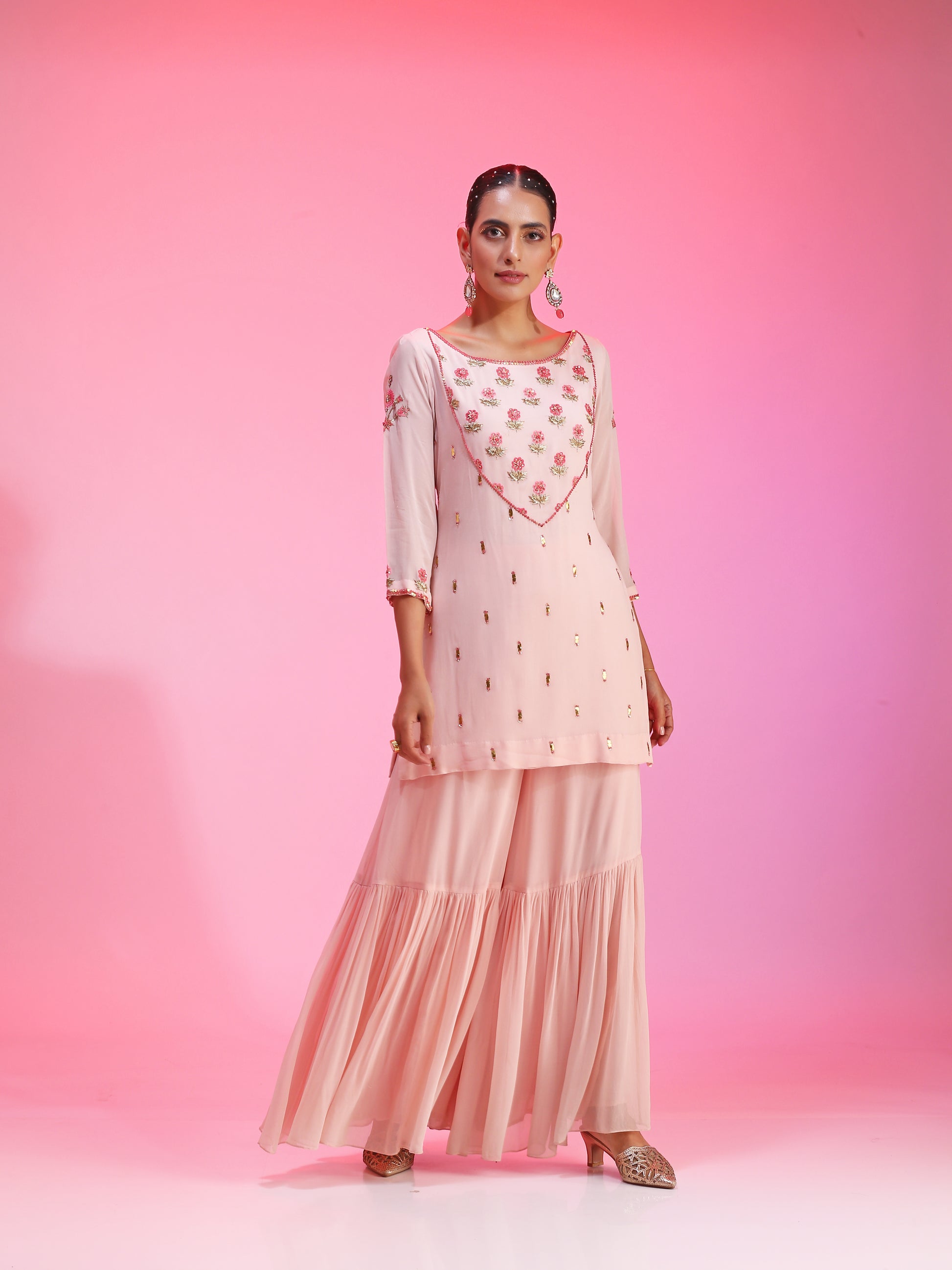 Resham and gotta pink sharara set