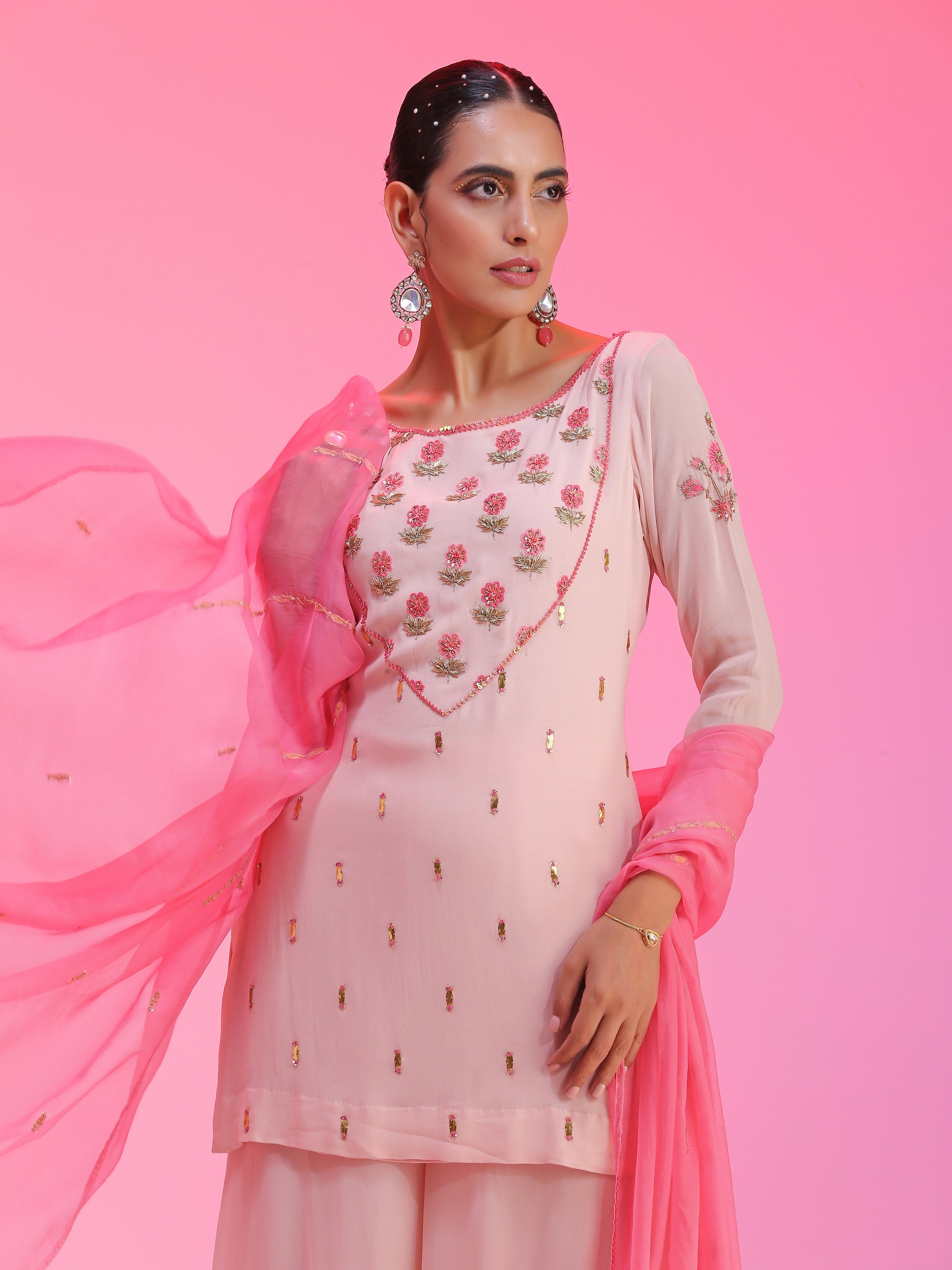 Resham and gotta pink sharara set