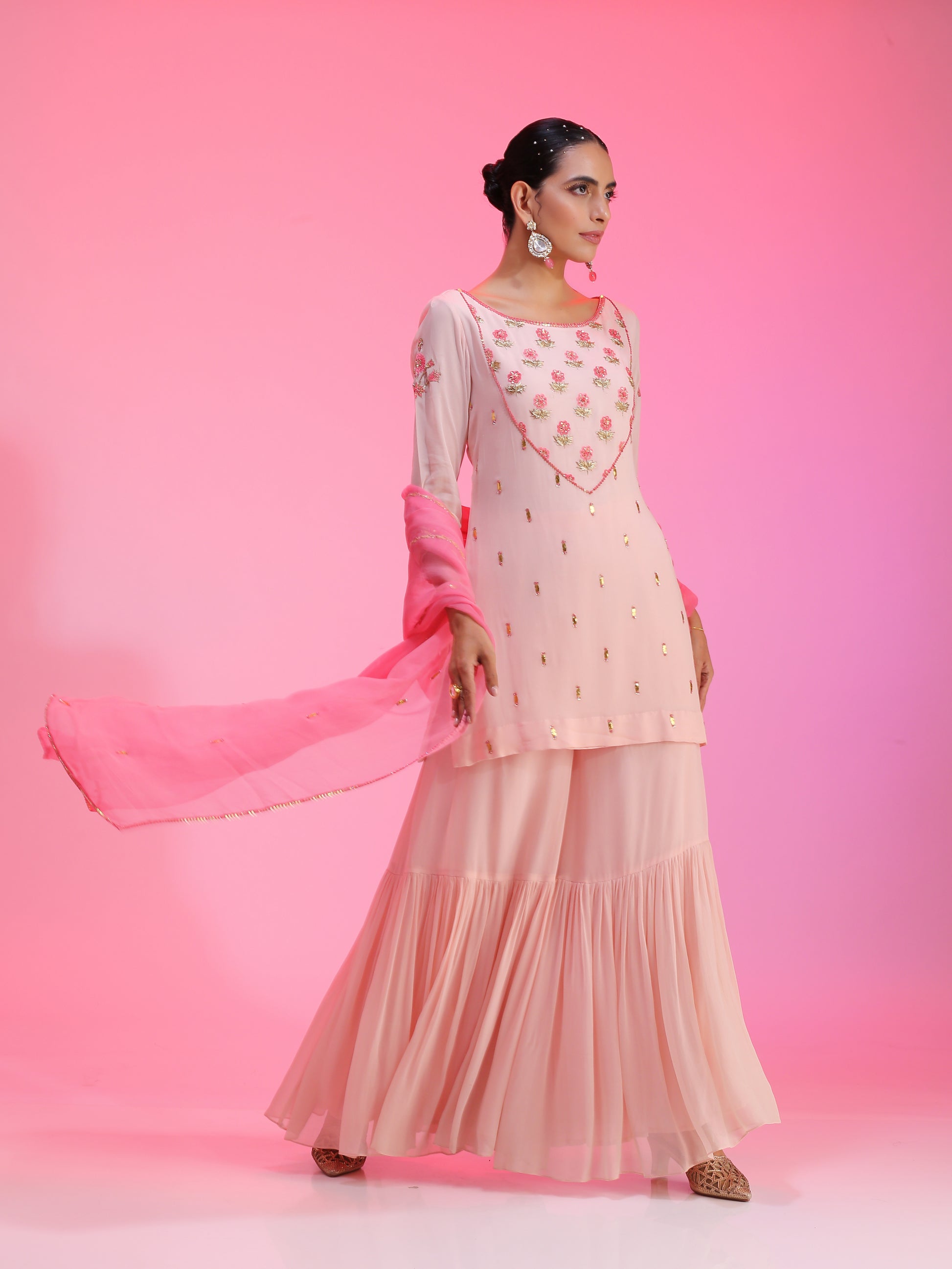 Resham and gotta pink sharara set