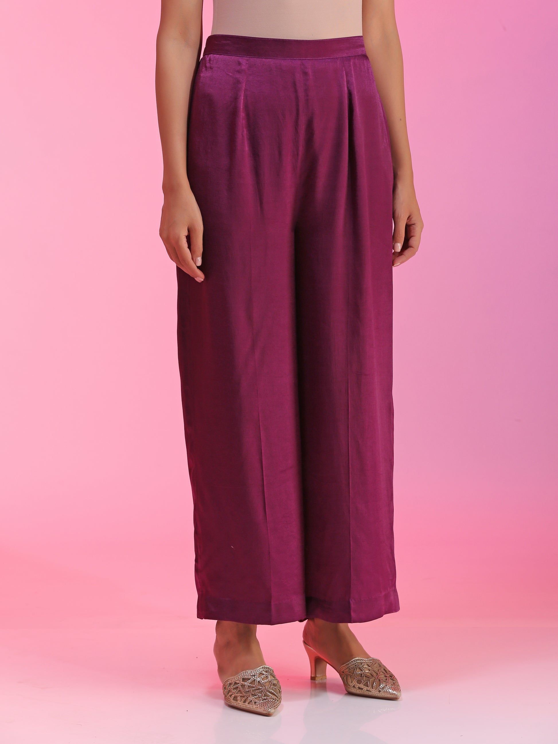 Purple pleated Zardozi co-ord set