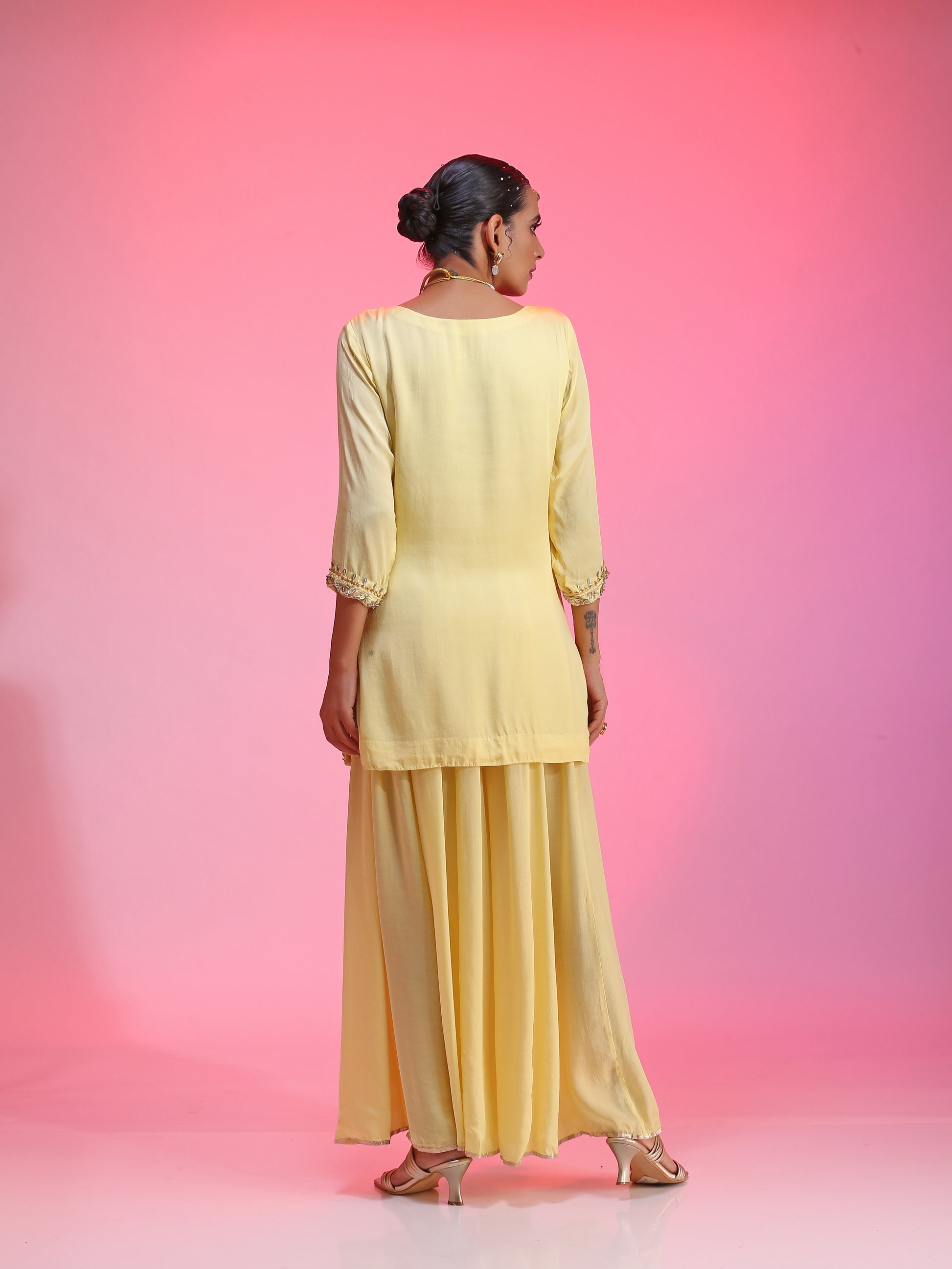 Zari and sequin lemon sharara