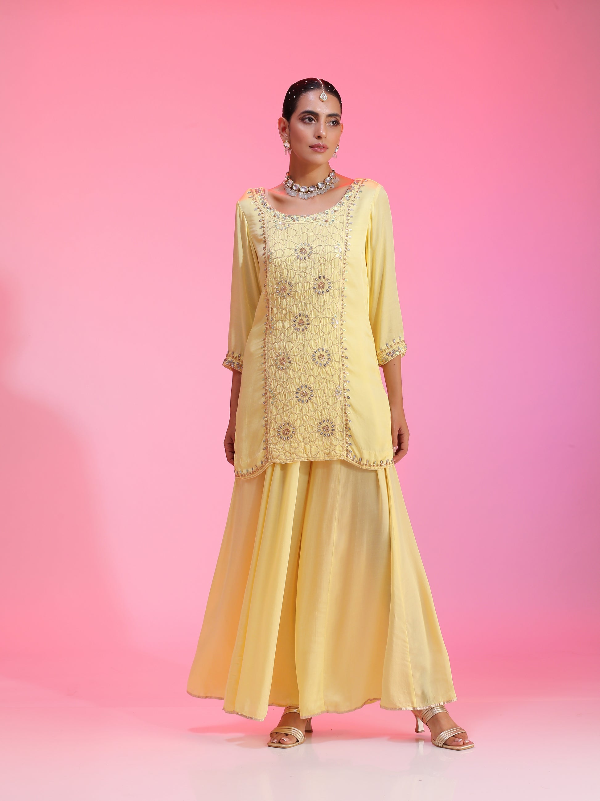 Zari and sequin lemon sharara