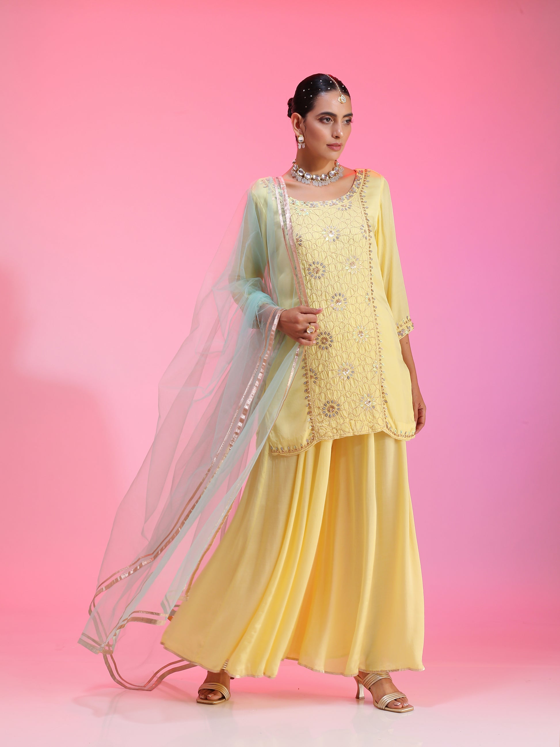 Zari and sequin lemon sharara