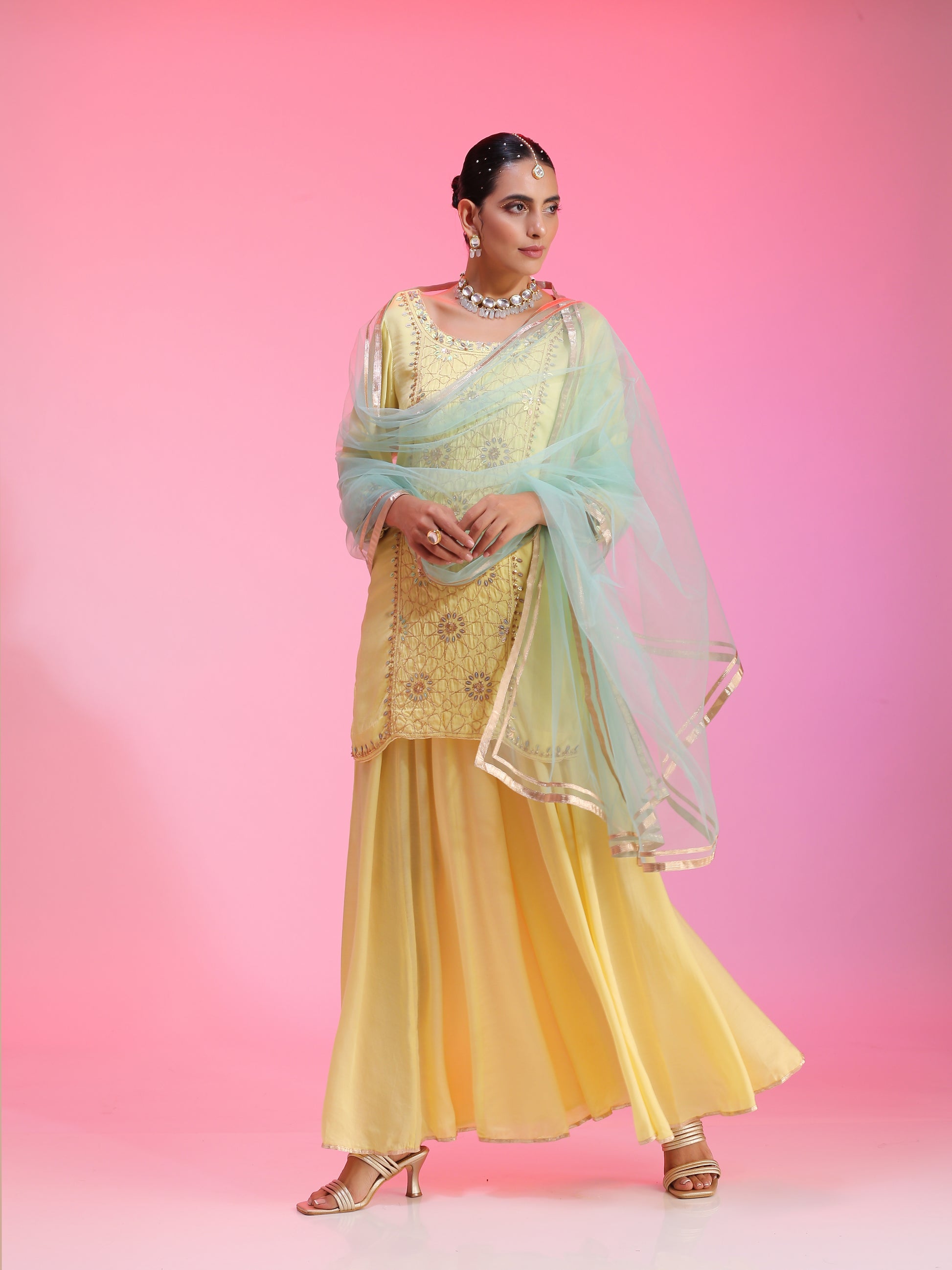 Zari and sequin lemon sharara