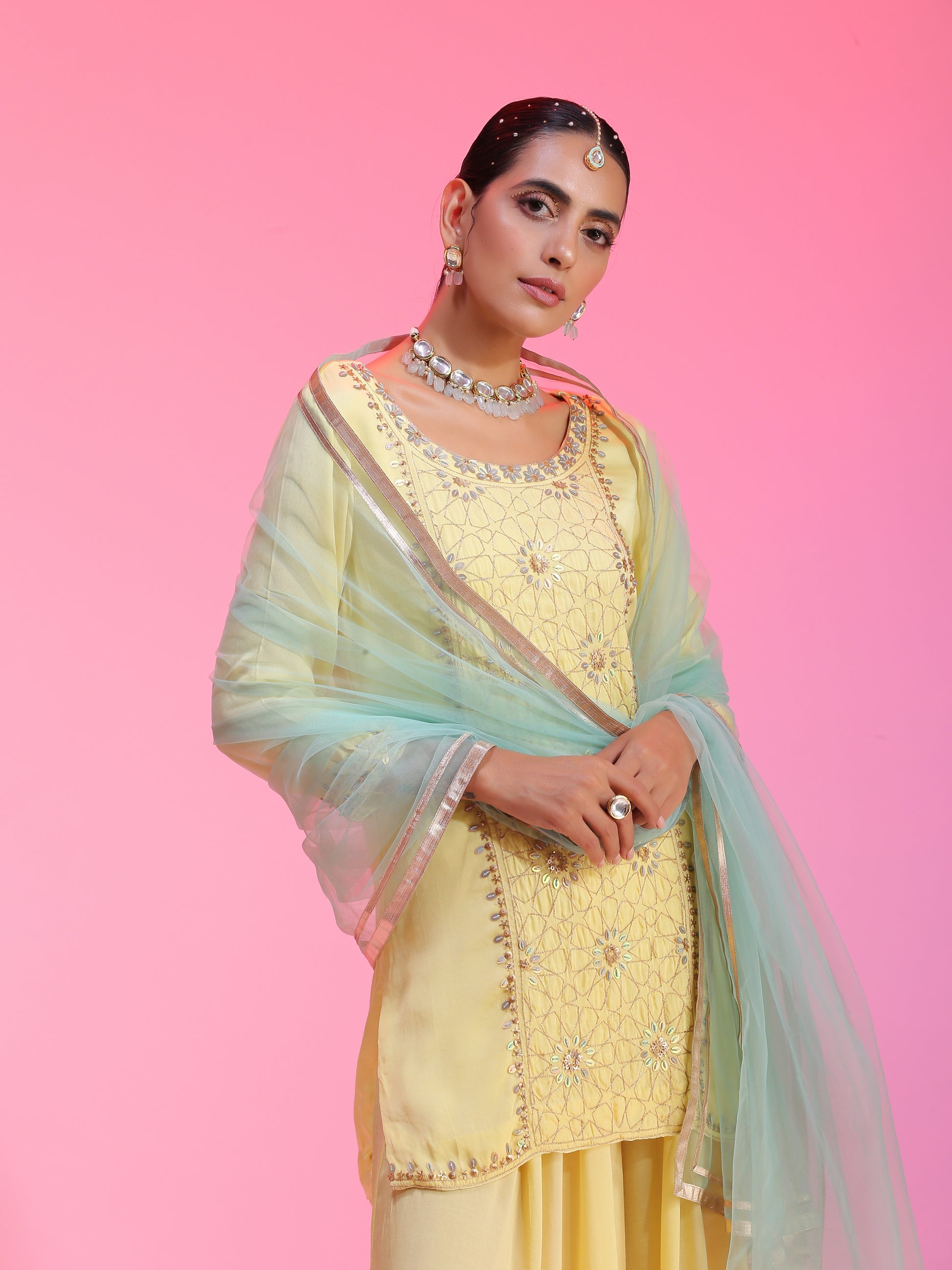 Zari and sequin lemon sharara