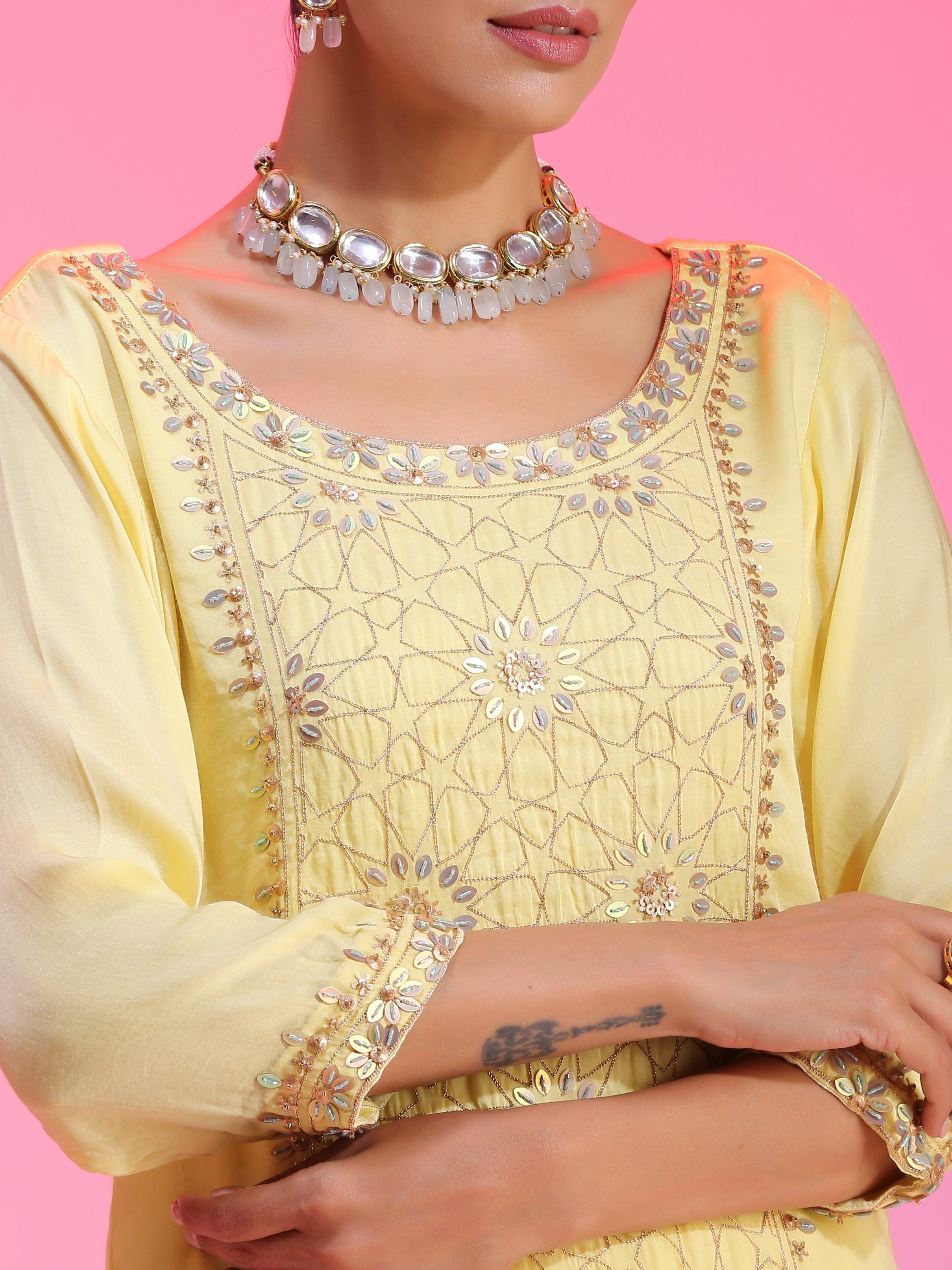 Zari and sequin lemon sharara