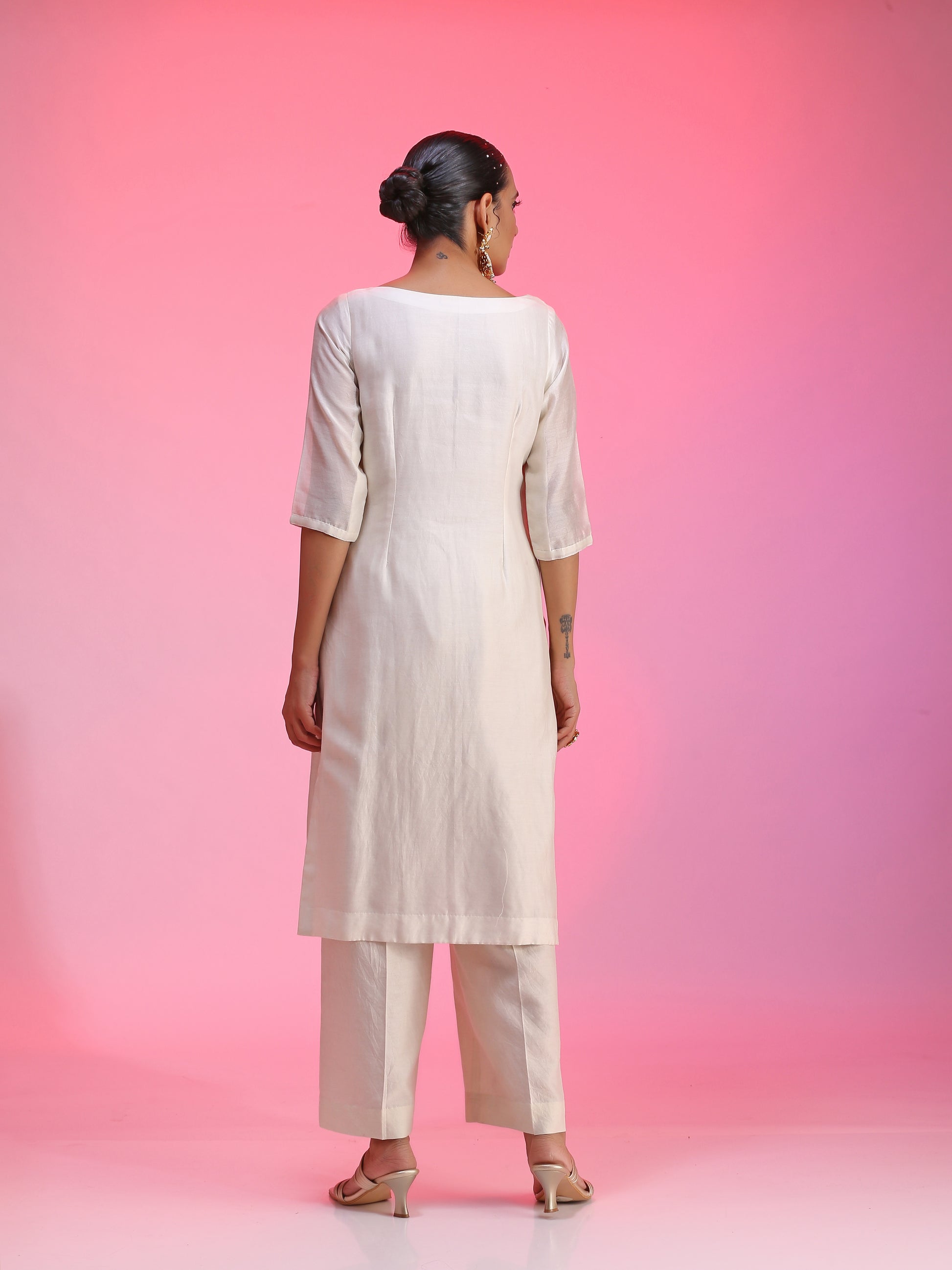 Zardozi and pitta ivory kurta set