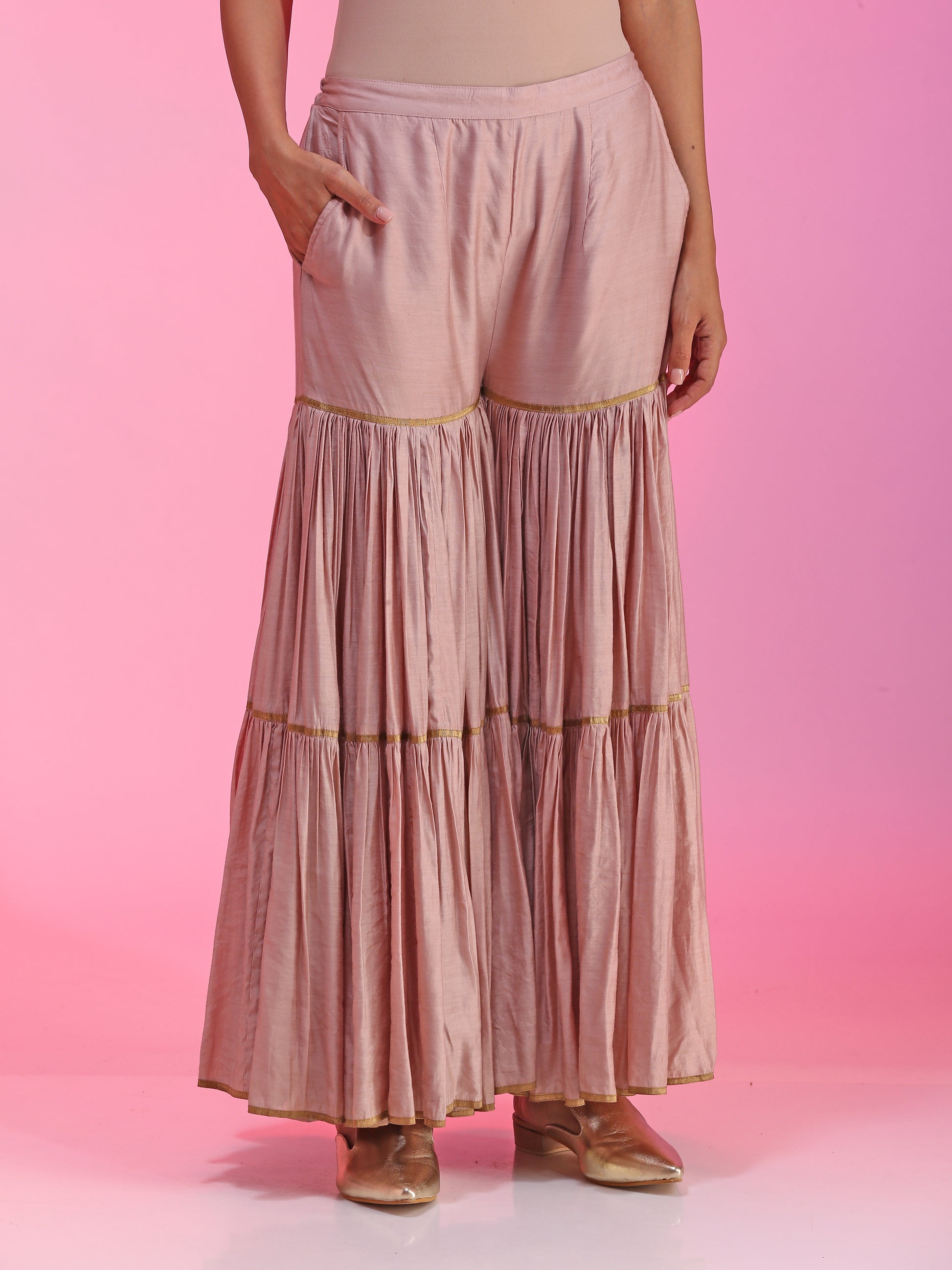 Zardozi and sequin dusty pink sharara set