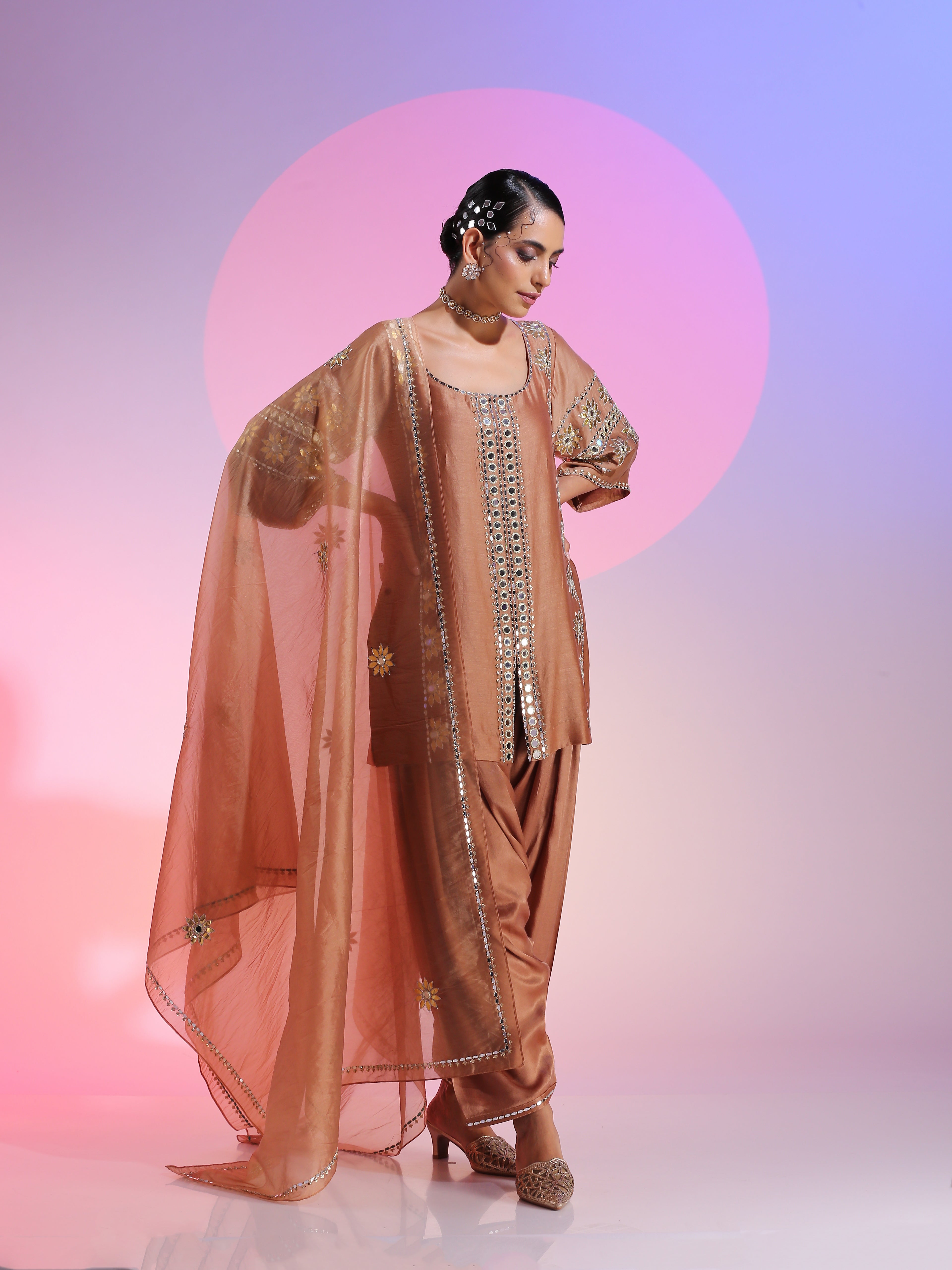 Mink mirrorwork and gotta work salwar suit set