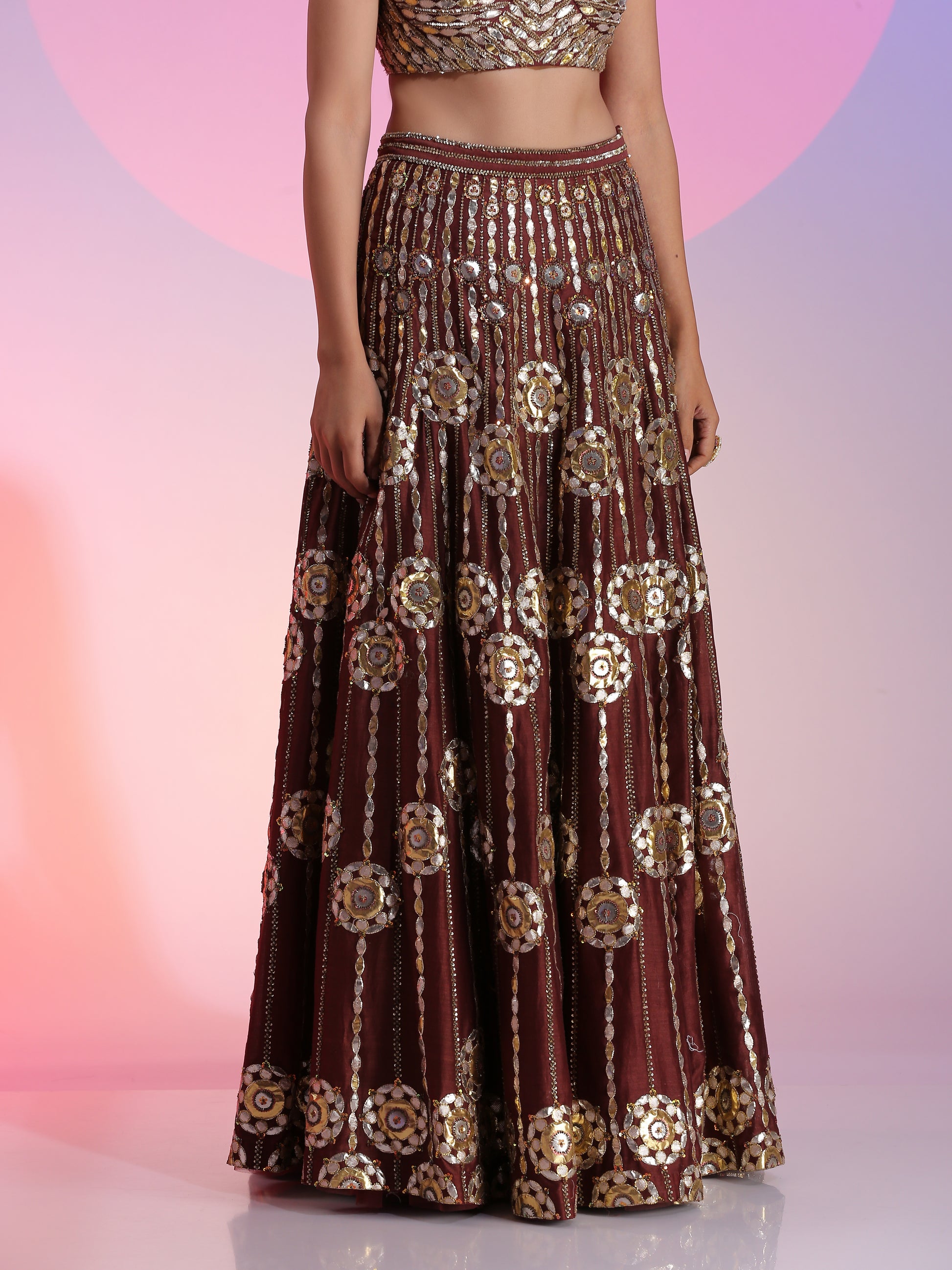 Maroon gotta sequin and beadwork lehenga set