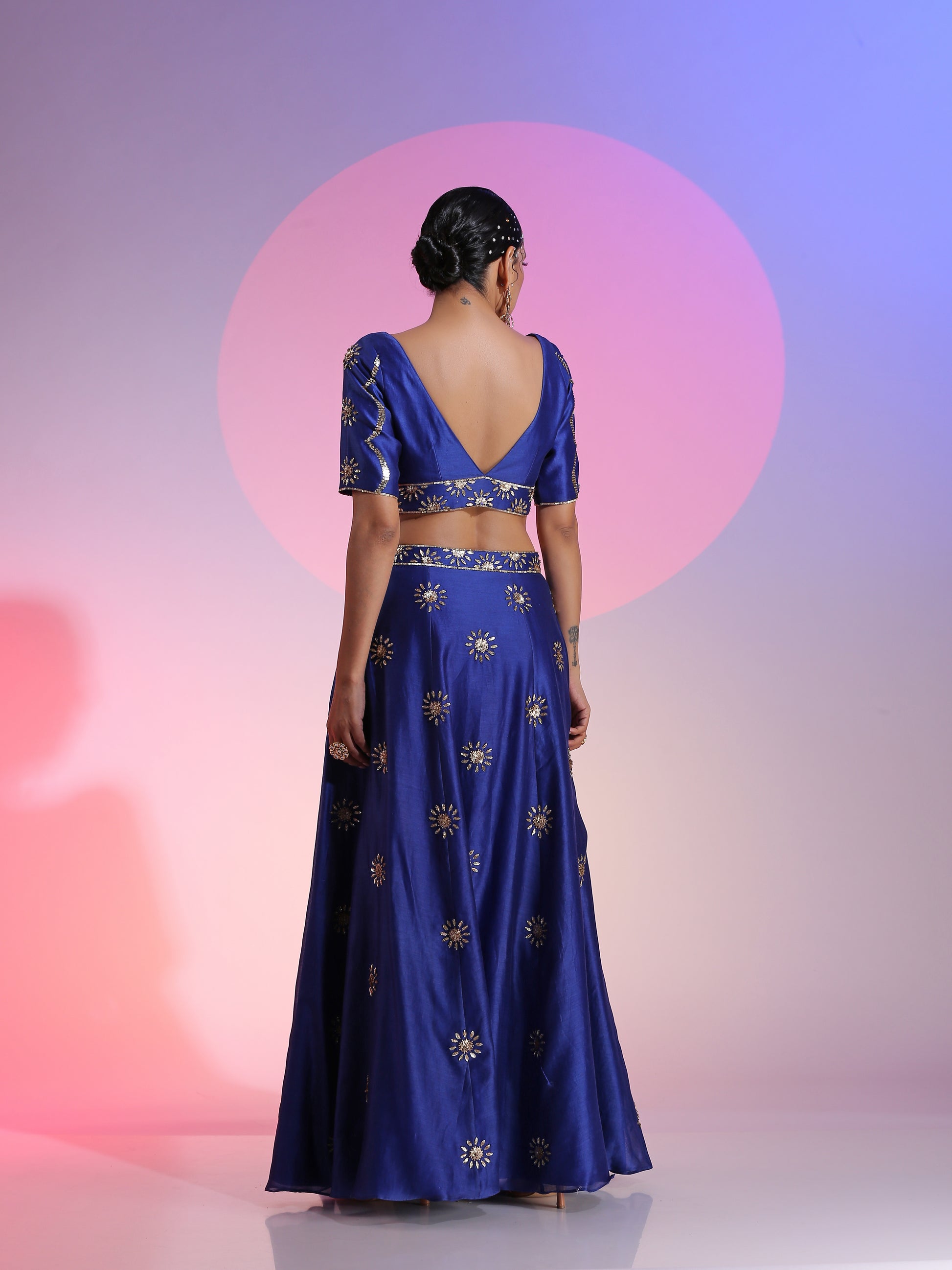 Blue sequinwork lehenga set