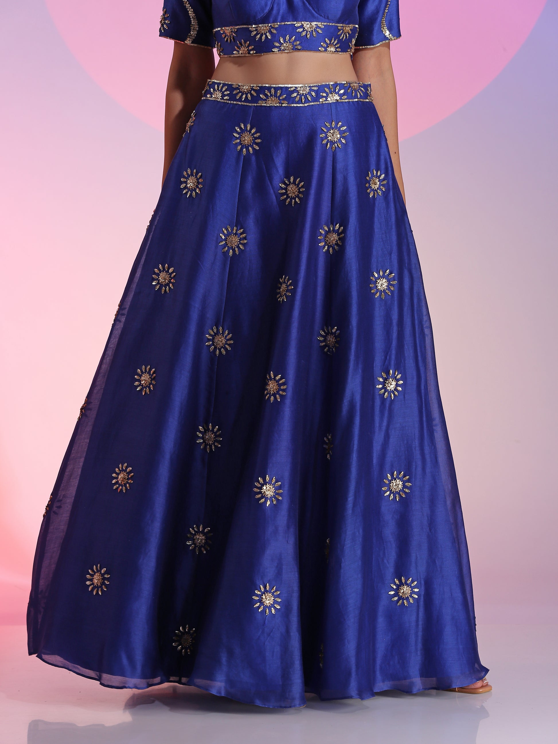 Blue sequinwork lehenga set